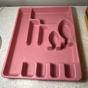 Vintage Rubbermaid cutlery tray - pink